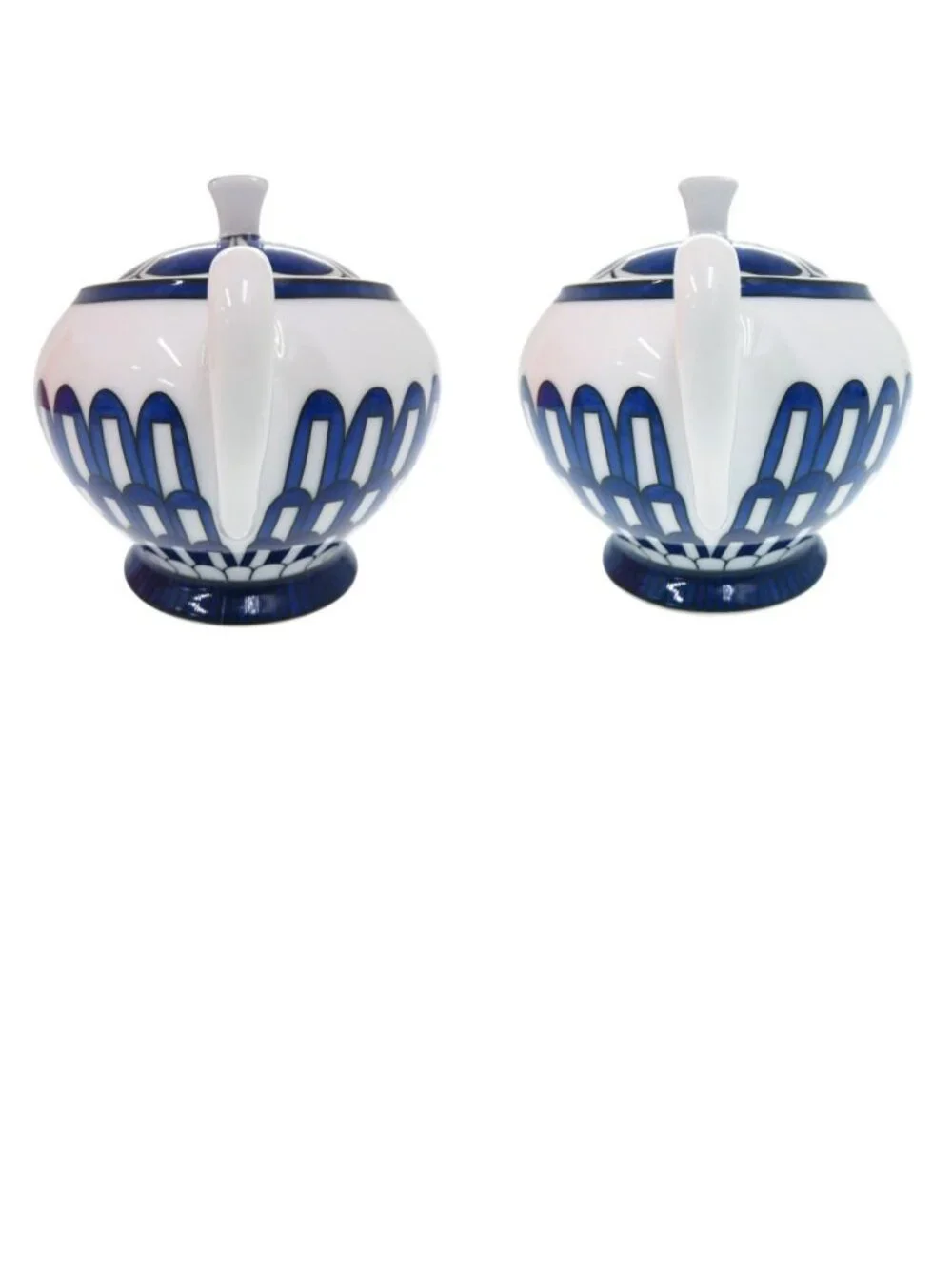 Hermes Bleus D'ailleurs Blue Daieur Porcelain White Sugar Bowl